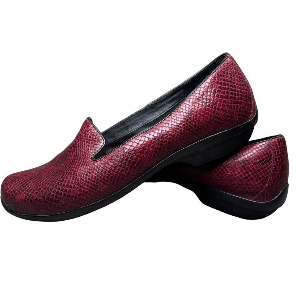 Dansko Red Snake-Embossed Slip-On Flats